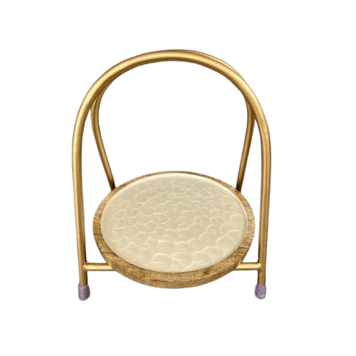 IRON & WOOD CAKE STAND ROUND (DECAL & COLOR)